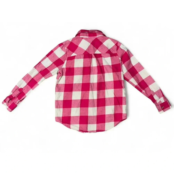 There Abouts Girls Pink White Checkered Button Down Flannel Size Large 14 - Picture 6 of 6